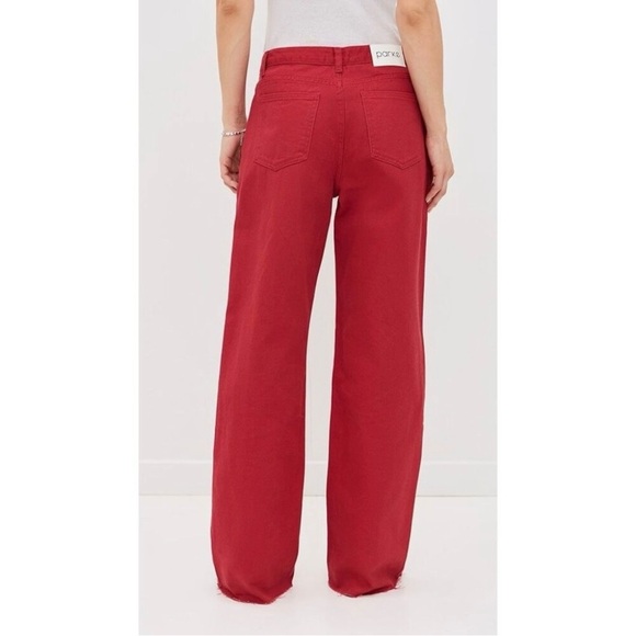 Parke Low Rise Wide Leg Baggy Jeans Womens Size 23 Red Buttonfly - Picture 2 of 12
